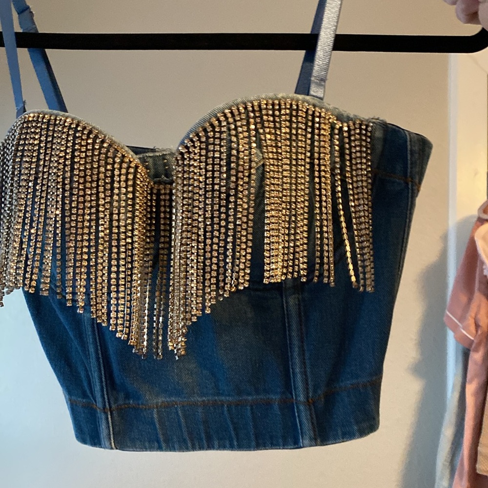 Rhinestone Denim Top💎 - Picture 3 of 4
